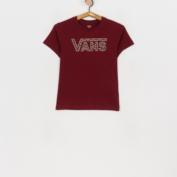 Vans Women's Burgundy Logo Tee with Leopard Print - Medium - Picture 5 of 9